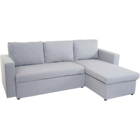 Divano Letto Angolare Con Penisola Contenitore HWC-L16 - Tessuto Grigio, Molle Nosag, Penisola Reclinabile E Posizionabile - 4