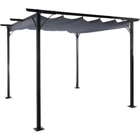 Gazebo pergola baldacchino moderno elegante giardino patio HHG-116 acciaio poliestere 3x3m grigio (1/5)