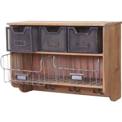 Credenza da cucina pensile vintage HHG-318 metallo legno 24x60x42cm (1/5)