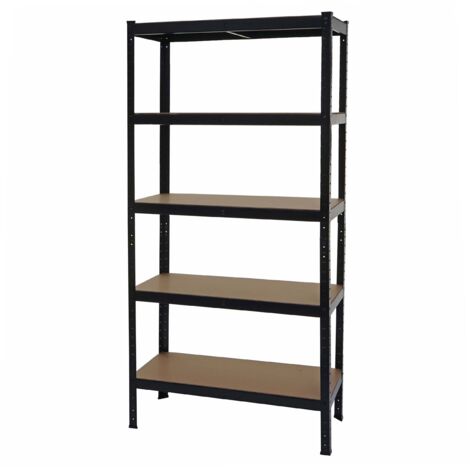 [NON UTILIZZATO] Scaffale officina ufficio garage HHG-410 metallo MDF 5x ripiani colore nero