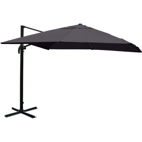 Gardenia - Ombrellone Decentrato Da Giardino, In Alluminio, Richiudibile, Da Esterno, Arredo Piscina, Gazebo, Terrazze, Bar, Hotel, Balconi, Palo Marrone/ Telo Ecrù, 3 x 3 m