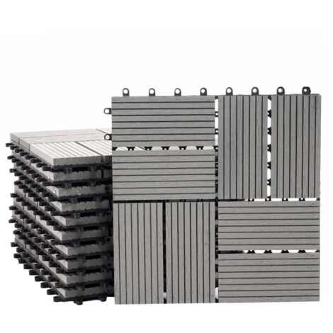 [NON UTILIZZATO] Piastrelle Premio pavimentazione da esterno Rhone T831 WPC 30x30cm 11 pezzi 1mq grigio quadrati