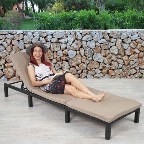 NON UTILIZZATO] Lettino da esterno polyrattan HHG-605 regolabile
