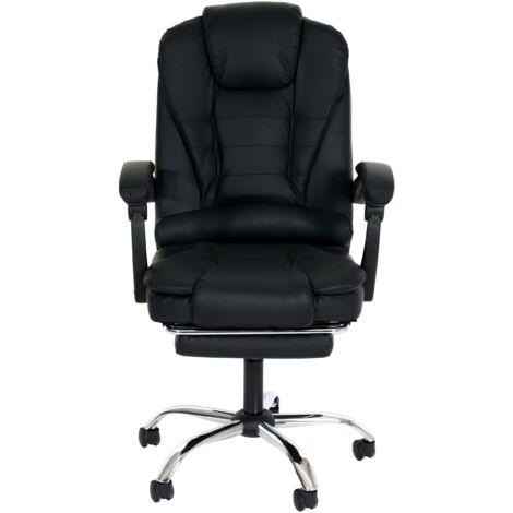 [NON UTILIZZATO] Poltrona sedia ufficio girevole regolabile con poggiapiedi estraibile HHG-378 ecopelle silver e nero