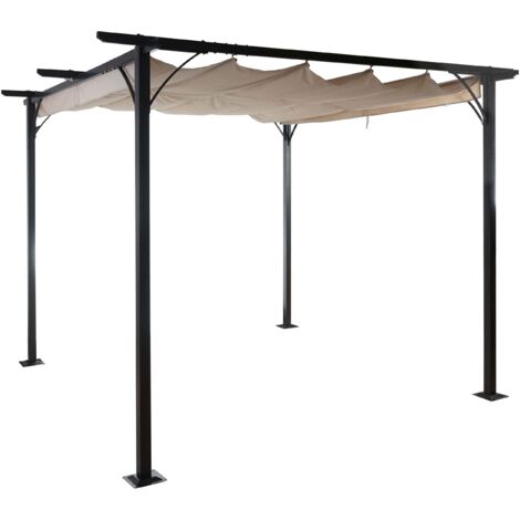 Gazebo Pergola Regolabile Baia 4x4 M | Struttura Acciaio, Telo Poliestere Idrorepellente | Grigio