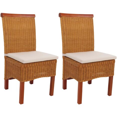 Mendler Set 2 Sedie In Intreccio Di Banano Con Cuscini - Modello M69 Bali - Gambe Chiare In Legno - Per Sala Da Pranzo E Soggiorno - 4