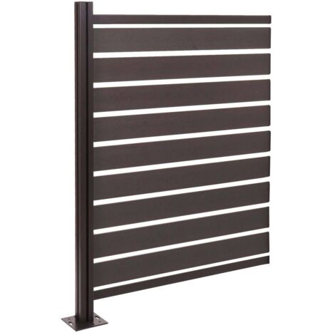[NON UTILIZZATO] Pannello supplementare recinzione fendivista bidoni box rifiuti HHG-947 alluminio aspetto legno 130x100x6cm antracite