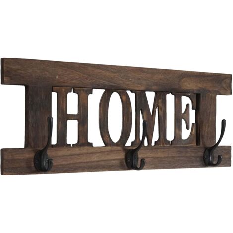 [NON UTILIZZATO] Appendiabiti guardaroba shabby vintage HHG-990 Home 55x21cm marrone (1/5)