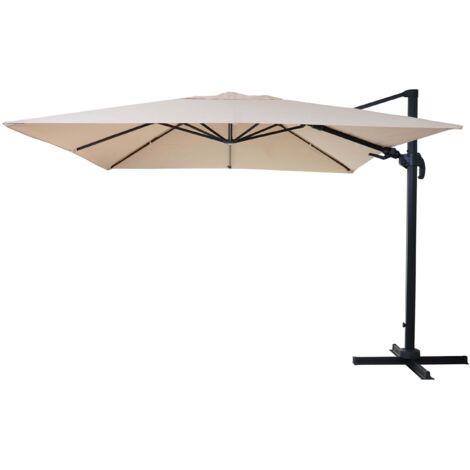 Ombrellone Da Giardino E Spiaggia Merano II – ø 500 Cm, Colore Avorio, Apertura A Manovella, Asta In Alluminio, Senza Base - 5