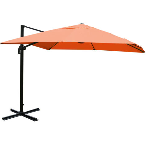 Ombrellone parasole decentrato HWC-A96 rotondo 3,5m avorio con base | Leroy Merlin