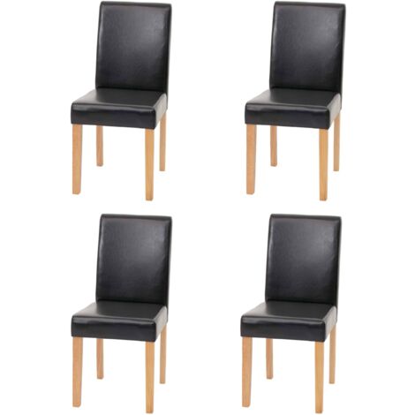 Set 4x sedie Littau ecopelle sala da pranzo 43x56x90cm nero bianco