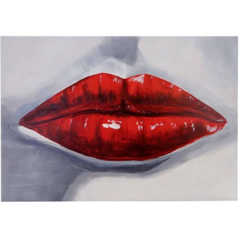 [NON UTILIZZATO] Dipinto a mano pittura ad olio su tela 120x85cm labbra (1/5)