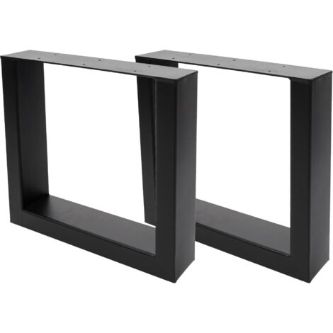 Set 2x gambe piedi rettangolari per tavoli scrivanie HHG-886 37x40cm ferro verniciato colore nero
