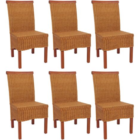 [NON UTILIZZATO] Set 6x sedie rattan vimini eleganti soggiorno sala pranzo M42 97x46x50cm senza cuscini (1/5)