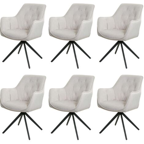 Set 4 sedie in tessuto effetto maglia grigio scuro e gambe in metallo nero - Geneva