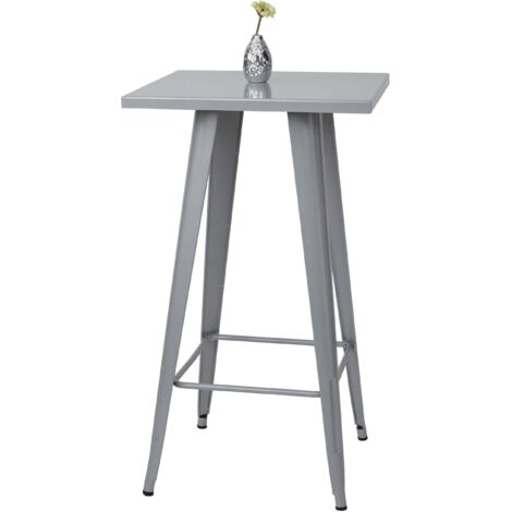 [NON UTILIZZATO] Tavolo tavolino bar quadrato design industriale HHG-906 105x60x60cm metallo grigio (1/5)