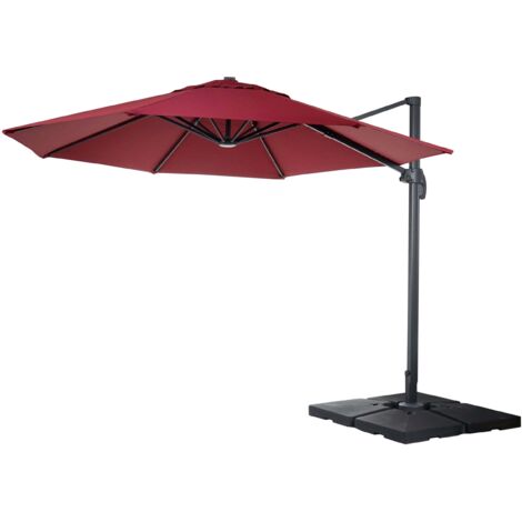 Ombrellone parasole HWC-A39 girevole 3x3m senza base bordeaux | Leroy