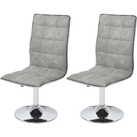 [NON UTILIZZATO] Set 2x sedie soggiorno eleganti HHG-616 design moderno tessuto sala pranzo grigio chiaro (1/5)