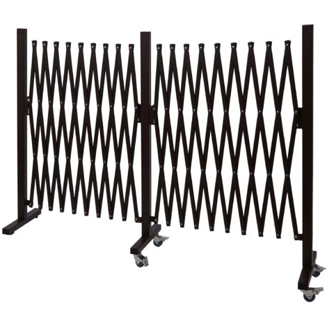 [NON UTILIZZATO] Recinto traliccio a fisarmonica estensibile con ruote HHG-978 alluminio marrone altezza 103cm, larghezza 60-530cm