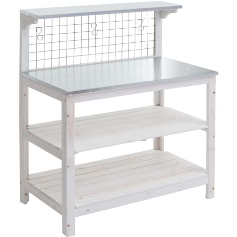 Tavolo Da Giardinaggio Outsunny 80x40x84cm - Legno E Metallo, Per Rinvaso E Lavori Esterni - Foto 4