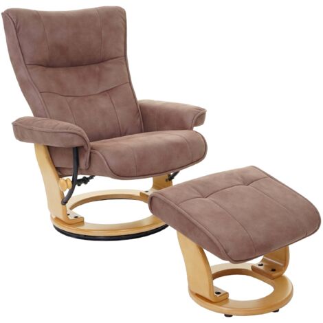 [NON UTILIZZATO] MCA poltrona relax Montreal tessuto girevole con poggiapiedi legno chiaro marrone chiaro (1/5)