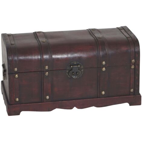 Baule forziere Valencia decorativo legno bordi arrotondati 29x57x30cm versione L