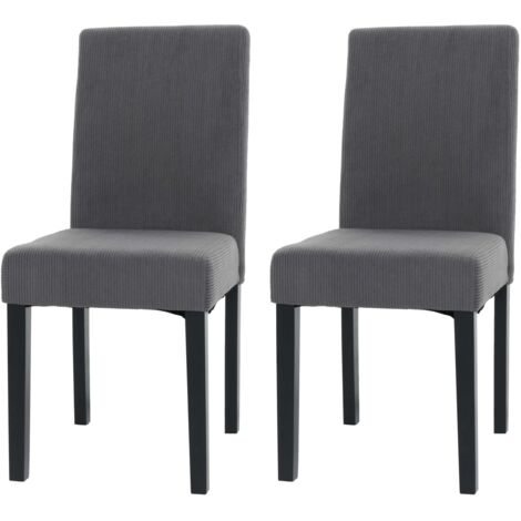 Set 2x sedie Littau tessuto a coste soggiorno cucina sala da pranzo legno 90x42x50cm grigio scuro gambe scure