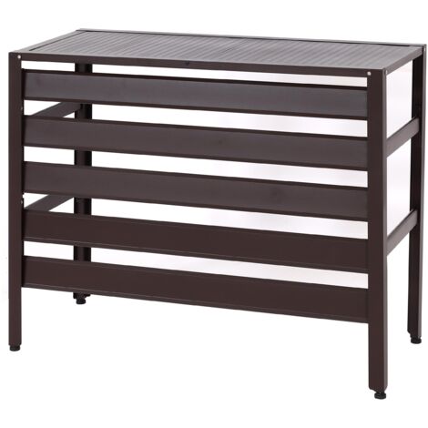 Copri condizionatore esterno copertura protettiva e decorativa HHG-944 73x90x38cm alluminio marrone