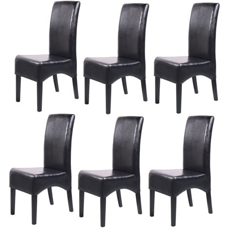 [NON UTILIZZATO] Set 6x sedie soggiorno moderno elegante Latina pelle per sala da pranzo nero gambe scure (1/4)