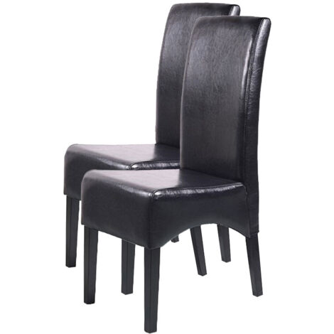 [NON UTILIZZATO] Set 2x sedie soggiorno moderno elegante Latina pelle per sala da pranzo nero gambe scure (1/4)