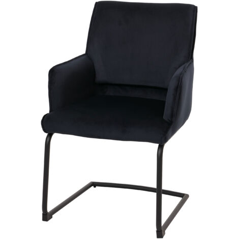 [NON UTILIZZATO] Sedia a slitta HHG-416, sedia da pranzo cucina sala attesa stoffa/tessuto Oeko-Tex MVG, antracite blu (1/5)