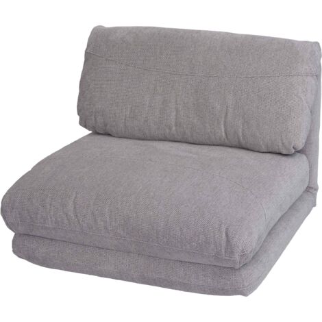 Poltrona letto pouf relax HWC-E68 trasformabile tessuto ~ giallo