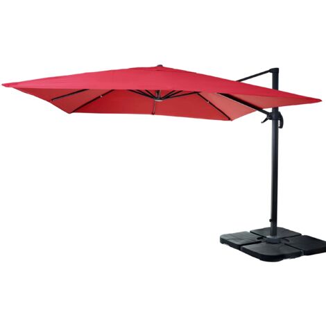 Ombrellone A Sbalzo Con LED Rosso Bordò 350 Cm - Ombrellone Con Led Rosso Bordo 350 Cm Ombrellone Con Led Ombrellone Con Pannello Solare 94027112