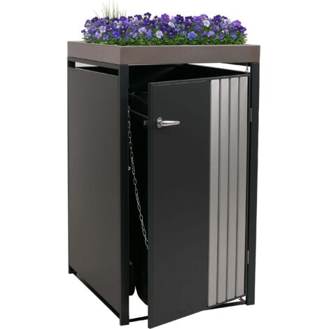 VidaXL Copribidone Con Ruote Antracite - Acciaio, 72x81x115cm, Per Bidone 240L