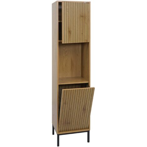 Armadio Alto 140x38,5x175 Cm – MDF Bianco Con Ante Acriliche, Cassetti E Ripiani Regolabili, Antiribaltamento, Per Soggiorno E Cucina
