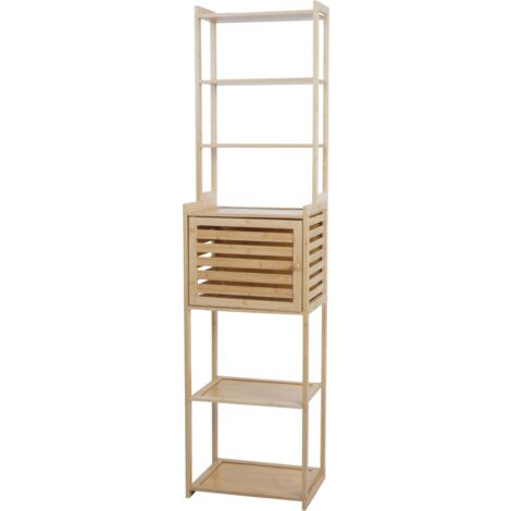 Scaffale A 4 Ripiani In Bambù Bianco Sole Nascente 30x29x100 Cm - Per Bagno E Ambiente - 2