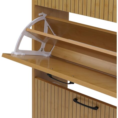 Mendler - Scarpiera Scaffale Hwc-b53 Legno Di Bambù 4x Ripiani