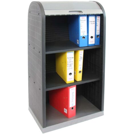 Scaffale armadietto ufficio faldoni archivio chiusura a saracinesca 38x58x120cm grigio (1/3)