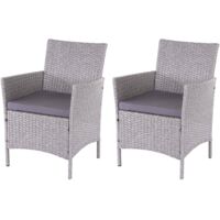 Set 2x poltrone esterno giardino Halden 60x59x83cm polyrattan grigio con cuscino antracite