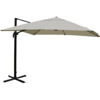 Ombrellone parasole decentrato HHG-979 3x3m avorio grigio senza base