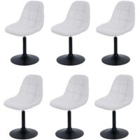 Set 6x sedie da pranzo HHG-837, poltroncina da cucina girevole, acciaio Stoffa/tessuto ciniglia (465g/m²), avorio