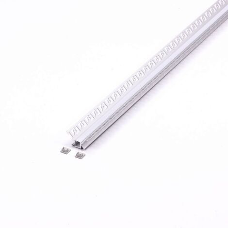 LED Strip Mounting Kit with Diffuser Aluminum Milky Gypsum Inner Corner 2000mm
