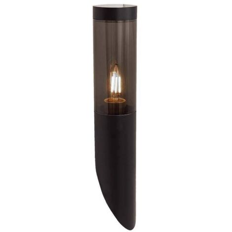 Bollard Garden Light Fitting E27 (76mmx365x236mm) Smoke Plastic/SS Black Body IP44 (1/5)