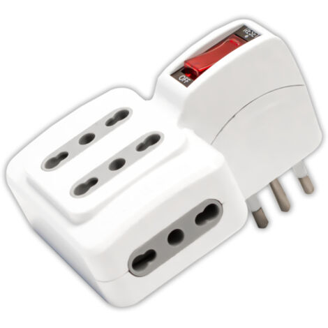 Addattatore Spina 10A 4 Prese 10/16A Bipasso Con Protezione Da Sovraccarico Max:1500W (1/4)