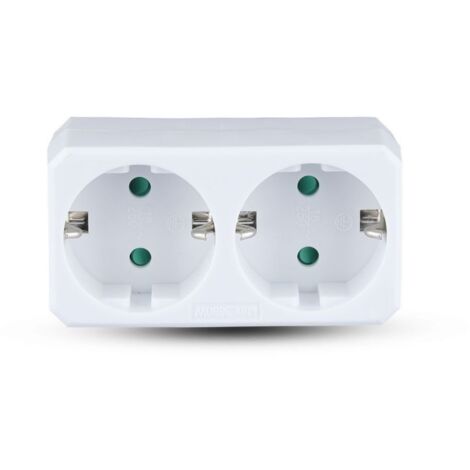 2 Ways Adapter With Earthing Contact 10/16A 250V (Label + Polybag With Headcard ) White (1/5)