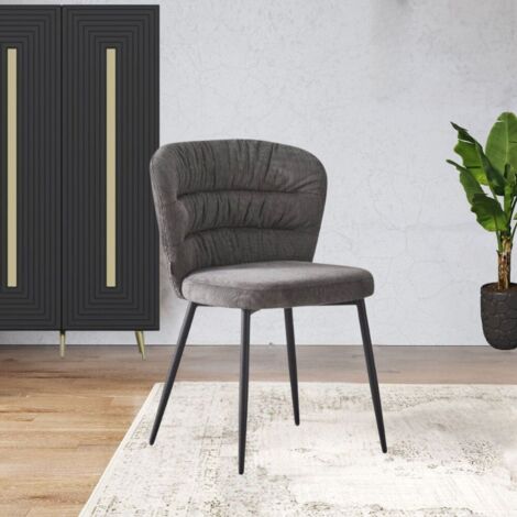 Sedia imbottita Klontar in tessuto grigio set 4 pezzi (1/5)