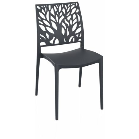 Set 4 sedie in polipropilene colore grigio metal schienale intagliato forma di albero Tree (1/4)