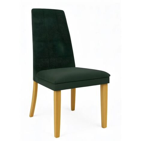 Sedia Tim in legno colore rovere e seduta in tessuto verde set 2 pezzi (1/5)