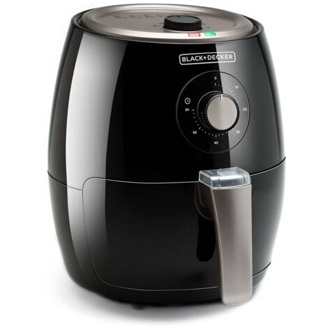 BLACK+DECKER BXAF2500E - Friggitrice ad aria. Senza olio. -99% di grassi. Frigge, arrostisce, cuoce e riscalda. 2.5L. 1500W. Timer 30min. 80ºC-200ºC. Antiaderente. Nero