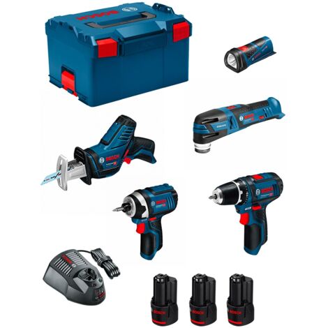 BOSCH Monster Kit Set K11 (GSR 12V-15 + GDR 12V-105 + GSA 12V-14 + GOP 12V-28 + GLI 12V-80 + 3x2,0 Ah + GAL1230CV + L-Boxx 238)
